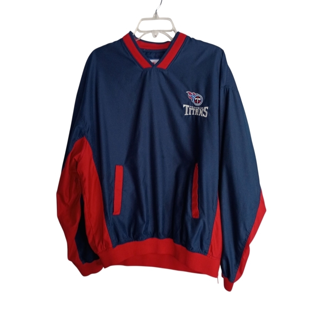 NFL =Blue and Red Titans Pullover Jacket - Size Large
